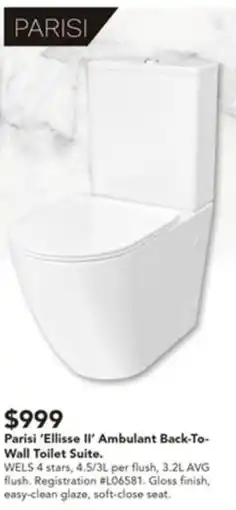 Harvey Norman Parisi ‘Ellisse II' Ambulant Back-To- Wall Toilet Suite offer