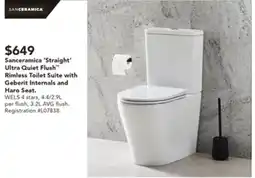 Harvey Norman Sanceramica 'Straight' Ultra Quiet Flush Rimless Toilet Suite with Geberit Internals and Haro Seat. offer