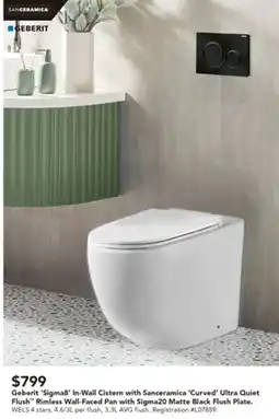 Harvey Norman Geberit 'Sigma8' In-Wall Cistern with Sanceramica 'Curved' Ultra Quiet Flush offer