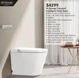 Harvey Norman St George 'Concord' Intelligent Toilet Suite offer