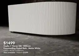 Harvey Norman Studio 1 'Haven Silk' 1500mm Freestanding Fluted Bath offer