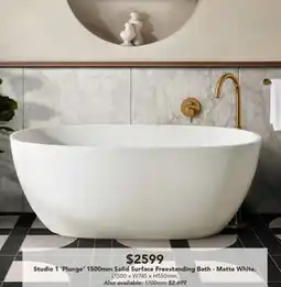 Harvey Norman Studio 1 'Plunge' 1500mm Solid Surface Freestanding Bath offer