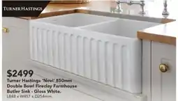 Harvey Norman Turner Hastings 'Novi' 850mm Double Bowl Fireclay Farmhouse Butler Sink offer