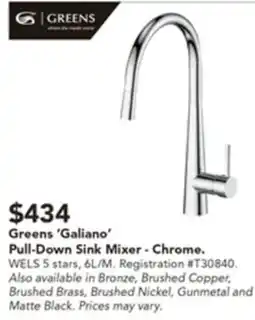 Harvey Norman Greens 'Galiano' Pull-Down Sink Mixer offer