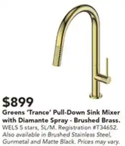 Harvey Norman Greens 'Trance' Pull-Down Sink Mixer with Diamante Spray offer