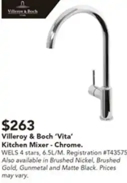 Harvey Norman Villeroy & Boch 'Vita' Kitchen Mixer offer
