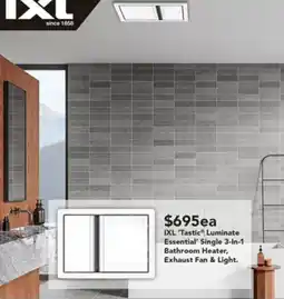 Harvey Norman IXL Tastic Luminate Essential' Single 3-In-1 Bathroom Heater, Exhaust Fan & Light. offer