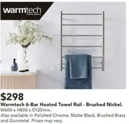Harvey Norman Warmtech 6-Bar Heated Towel Rail offer