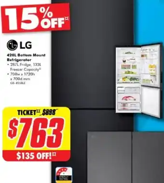 The Good Guys LG 420L Bottom Mount Refrigerator offer