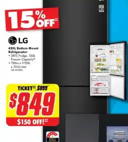 The Good Guys LG 420L Bottom Mount Refrigerator offer