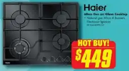 The Good Guys Haier 60cm Gas on Glass Cooktop offer