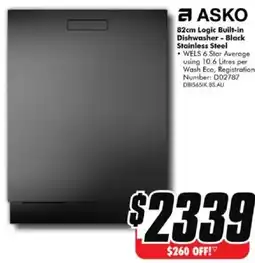 The Good Guys ASKO 82cm Logic Built-in Dishwasher offer