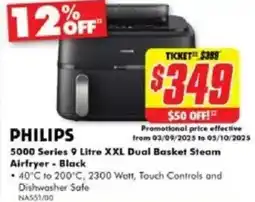The Good Guys PHILIPS 5000 Series 9 Litre XXL Dual Basket Steam Airfryer offer