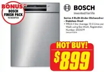 The Good Guys BOSCH Series 4 Built-Under Dishwasher offer