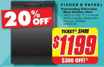 The Good Guys FISHER & PAYKEL Freestanding Dishwasher offer