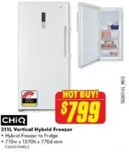 The Good Guys CHIQ Vertical Hybrid Freezer offer