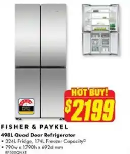 The Good Guys FISHER & PAYKEL 498L Quad Door Refrigerator offer
