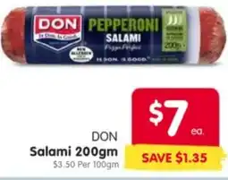 Spar DON DON Salami 200gm $3.50 Per 100gm offer