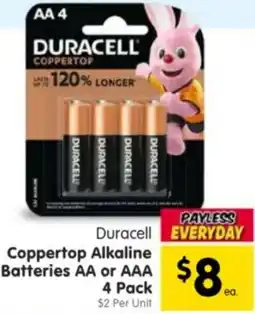 Spar Duracell Coppertop Alkaline Batteries AA or AAA offer