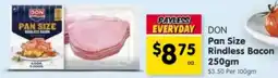 Spar DON Pan Size Rindless Bacon offer