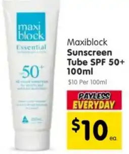 Spar Maxiblock Sunscreen Tube SPF 50+ 100ml offer