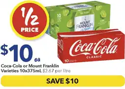 Ritchies Coca-Cola or Mount Franklin offer