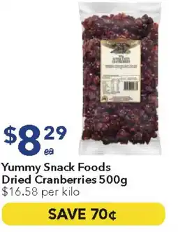 Ritchies Yummy Snack Foods Dried Cranberries offer
