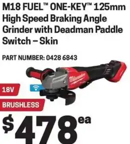 Blackwoods Milwaukee M18 FUEL™ ONE-KEY™ 125mm High Speed Braking Angle Grinder with Deadman Paddle Switch offer