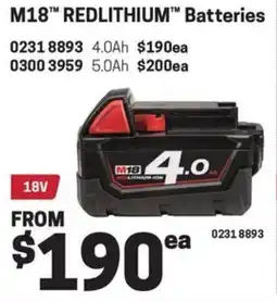 Blackwoods Milwaukee M18™ REDLITHIUM™ Batteries offer