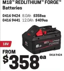 Blackwoods Milwaukee M18™ REDLITHIUM™ FORGE™ Batteries offer