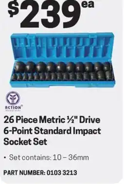 Blackwoods Metric 1/2" Drive 6-Point Standard Impact Socket Set offer