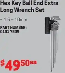 Blackwoods Hex Key Ball End Extra Long Wrench Set offer