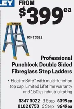 Blackwoods Professional Punchlock Double Sided Fibreglass Step Ladders offer