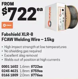 Blackwoods Fabshield XLR-8 FCAW Welding Wire offer