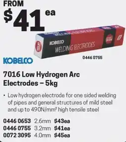 Blackwoods KOBELCO 7016 Low Hydrogen Arc Electrodes offer