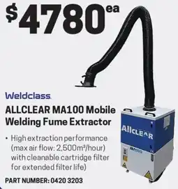 Blackwoods ALLCLEAR MA100 Mobile Welding Fume Extractor offer