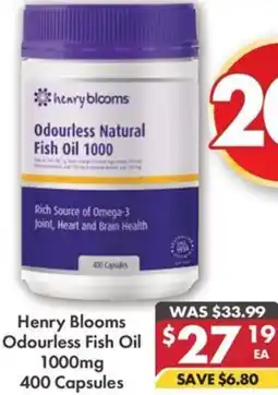 Pharmacy4Less Henry Blooms Odourless Fish Oil offer