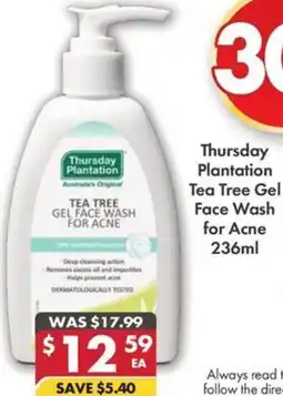 Pharmacy4Less Thursday Plantation Tea Tree Gel Face Wash for Acne offer