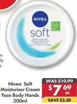 Pharmacy4Less Nivea Soft Moisturiser Cream Face Body Hands offer