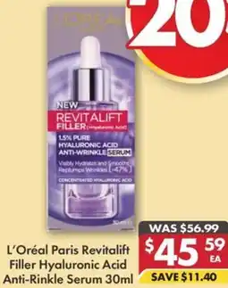 Pharmacy4Less L'Oréal Paris Revitalift Filler Hyaluronic Acid Anti-Rinkle Serum offer