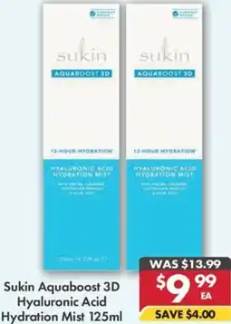 Pharmacy4Less Sukin Aquaboost 3D Hyaluronic Acid Hydration Mist offer