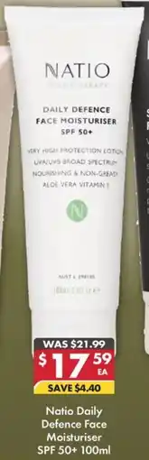 Pharmacy4Less Natio Daily Defence Face Moisturiser SPF 50+ offer