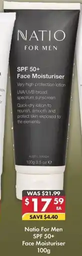 Pharmacy4Less Natio For Men SPF 50+ Face Moisturiser offer