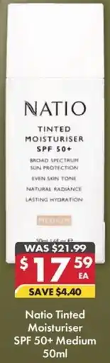 Pharmacy4Less Natio Tinted Moisturiser SPF 50+ offer