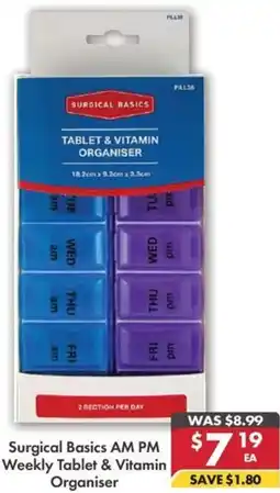 Pharmacy4Less Surgical Basics AM PM Weekly Tablet & Vitamin Organiser offer
