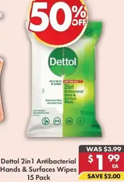 Pharmacy4Less Dettol 2in1 Antibacterial Hands & Surfaces Wipes offer