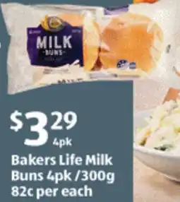 ALDI Bakers Life Milk Buns offer