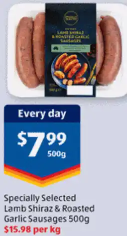 ALDI Specially Selected Lamb Shiraz & Roasted Garlic Sausages offer