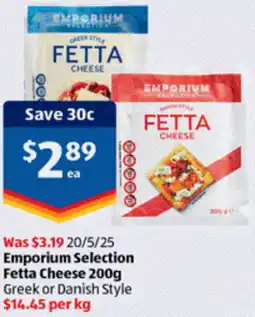 ALDI Emporium Selection Fetta Cheese Greek or Danish Style $14.45 per kg offer