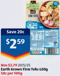 ALDI Earth Grown Firm Tofu offer